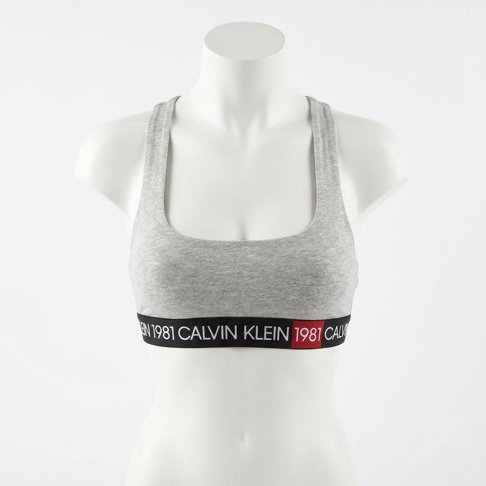NEW CALVIN KLEIN women's 1981 bold unlined bralette in gray heather